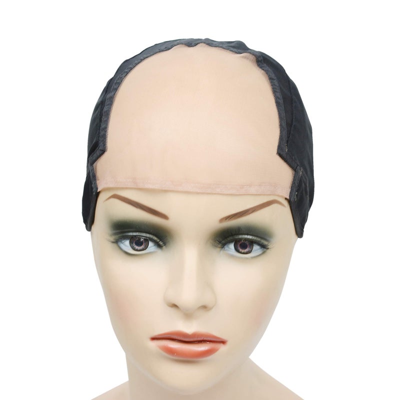 ياتشيو قبعة شعر مستعار من الدانتيل YANTAISIYU U Part لصنع الشعر المستعار، قابلة للتمدد حتى الأذن، قبعة شعر مستعار بأشرطة قابلة للتعديل للنساء (أسود، مقاس متوسط، 22 بوصة) - Image 3